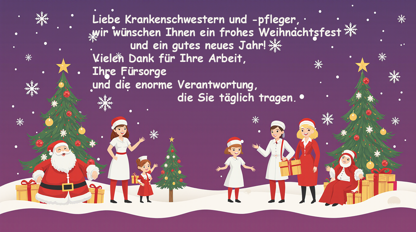 Liebe Krankenschwestern und -pfleger, wir wünschen Ihnen ein frohes Weihnachtsfest und ein gutes neues Jahr!